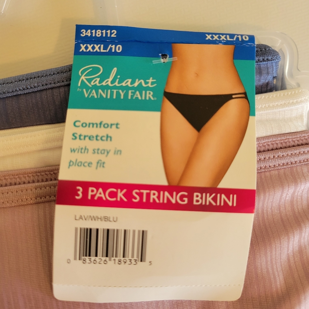 NIP 2 pack Radiant by Vanity Fair 3 each pack string bikini Size XXL/10